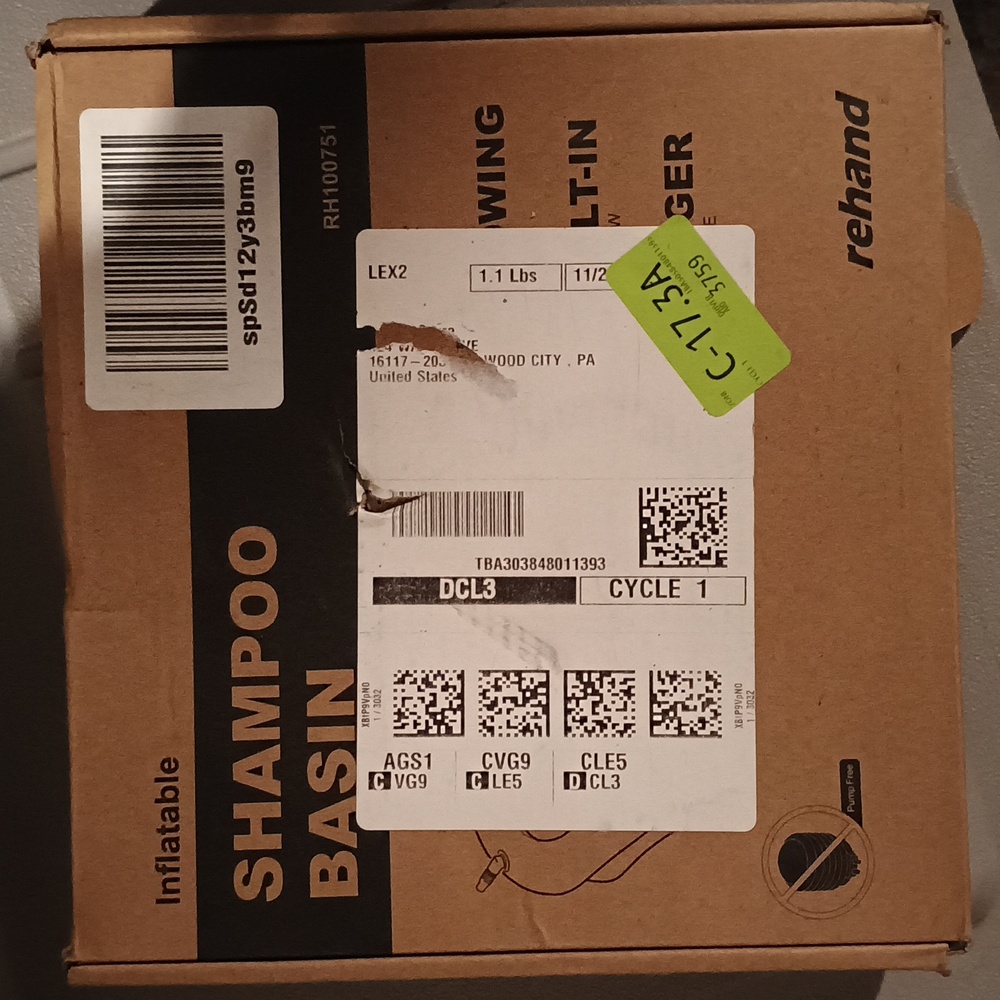 Brand new never used Rehand shampoo basin
